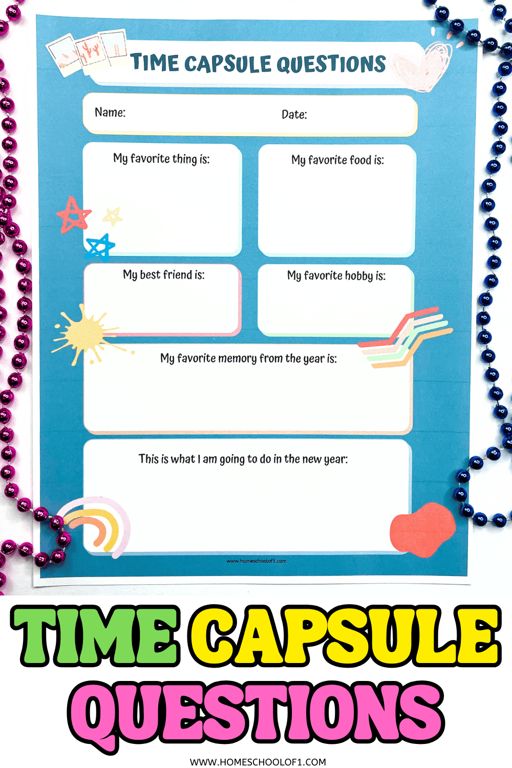 time capsule questions for new year's eve (2 free printables)